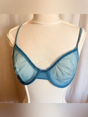 Sheer Blue Underwire Bra - Lightweight Women's Intimates 34C